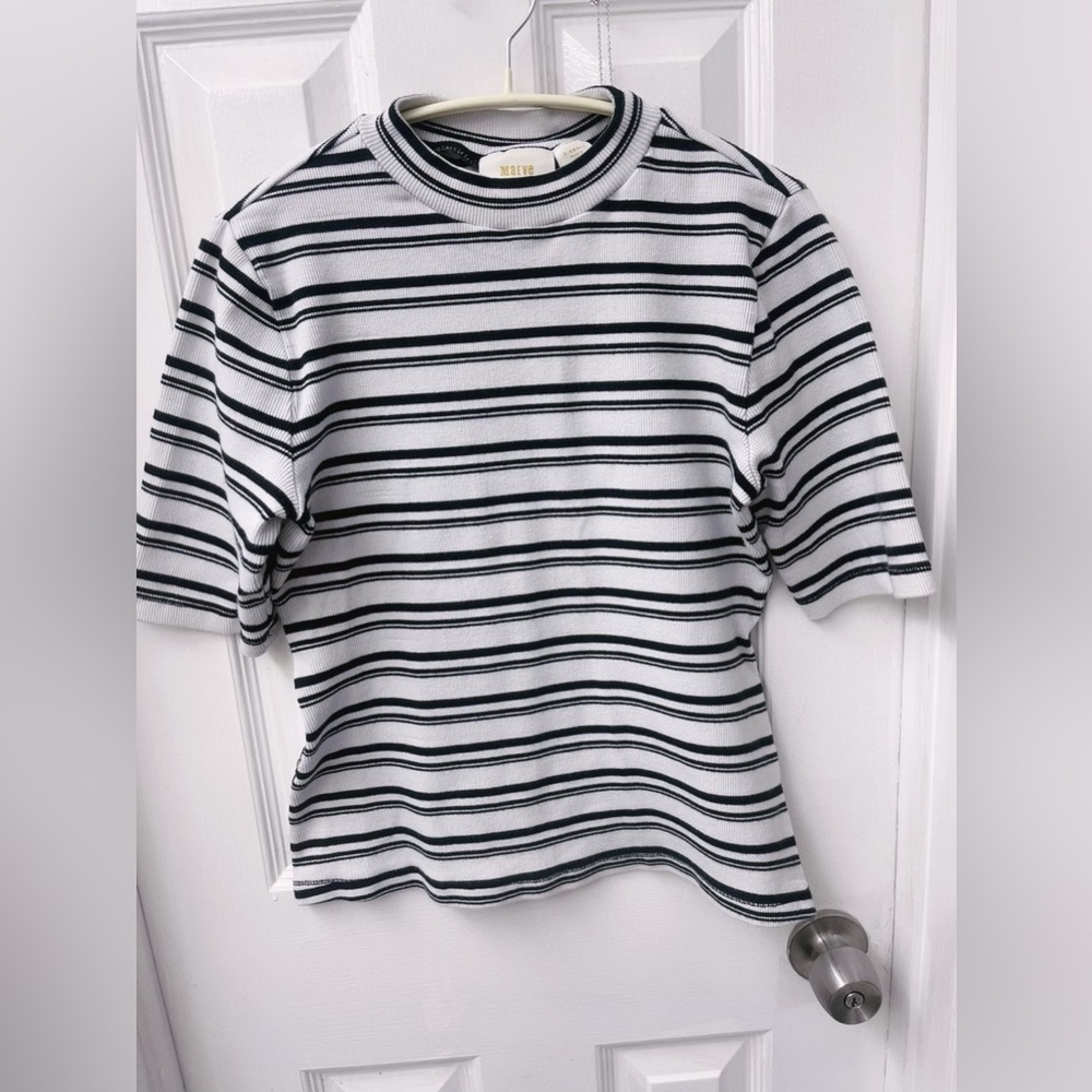 MAEVE ANTHROPOLOGIE MOCK NECK RIBBED BLOUSE TOP XS - Picture 13 of 14